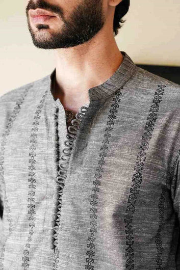 CHARCOAL GREY KURTA PAJAMA - Labels & Co