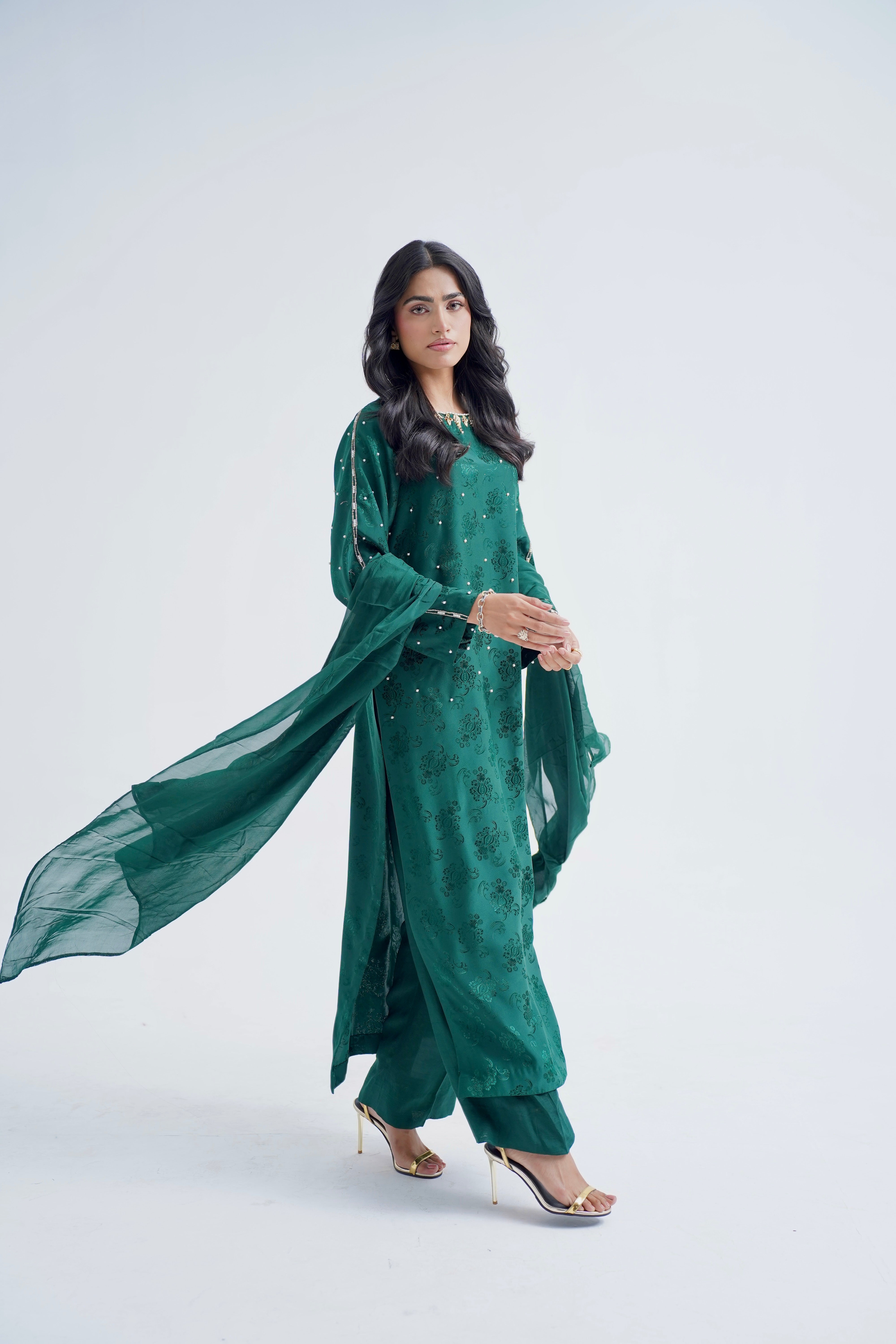 EMERALD – Jewel-Tone 3-Piece Ensemble by Khaab by Afifa | Labels & Co