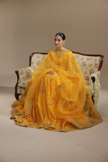 Yellow Printed Bandhani