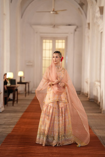 MultiPrinted Organza Gharara Outfit