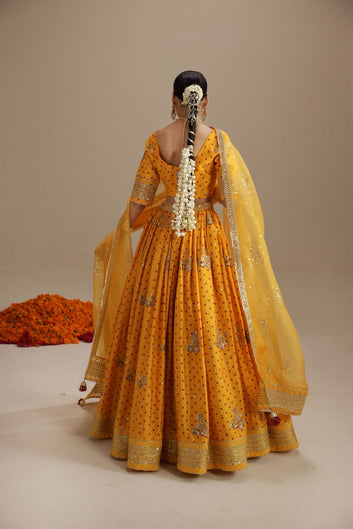 Yellow Printed Bandhani