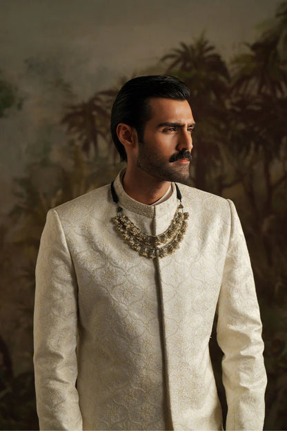 Abdul Ivory White Embroidered Sherwani