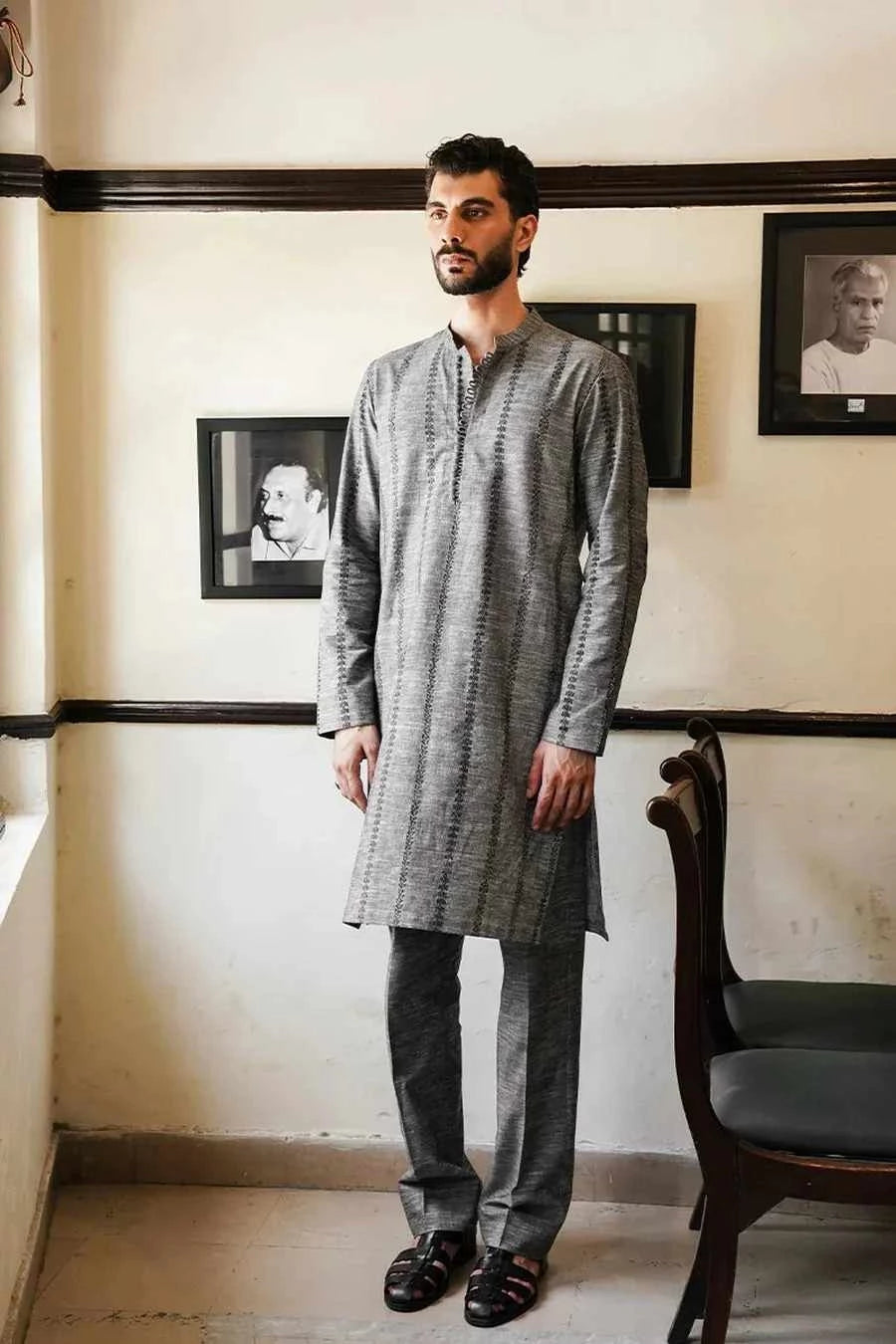 CHARCOAL GREY KURTA PAJAMA