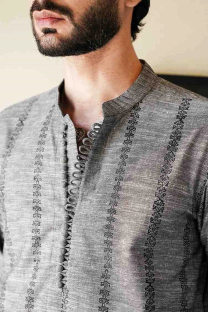 CHARCOAL GREY KURTA PAJAMA