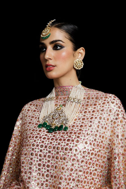 IVOOR - Elegant Ivory Raw Silk Shirt with Chiffon Sharara by Hussain Rehar