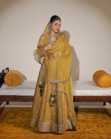 Chatta Patti Mustard Anarkali