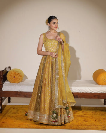 Chatta Patti Mustard Anarkali