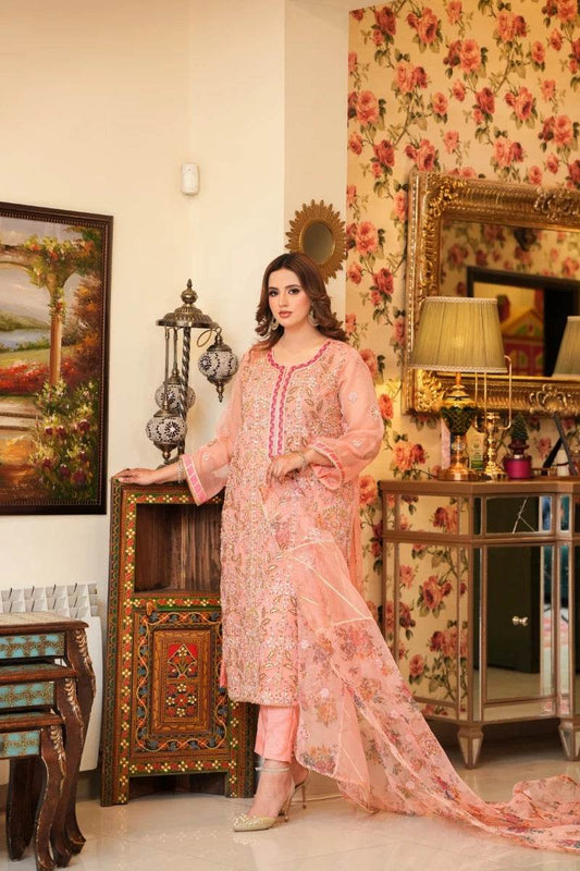 Salmon Pink Gotta Work Organza Set