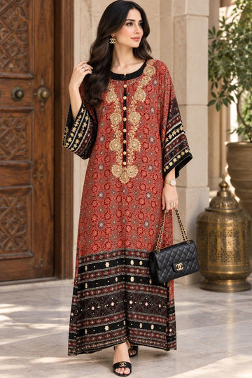 Silk Blockprint  Emb Kaftan
