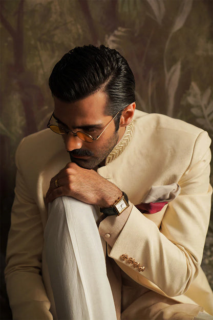 Umair Pearl White Embroidered Sherwani