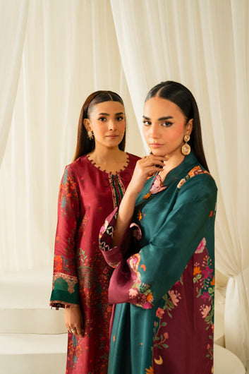 BURGUNDY COLOR BLOCK KAFTAN