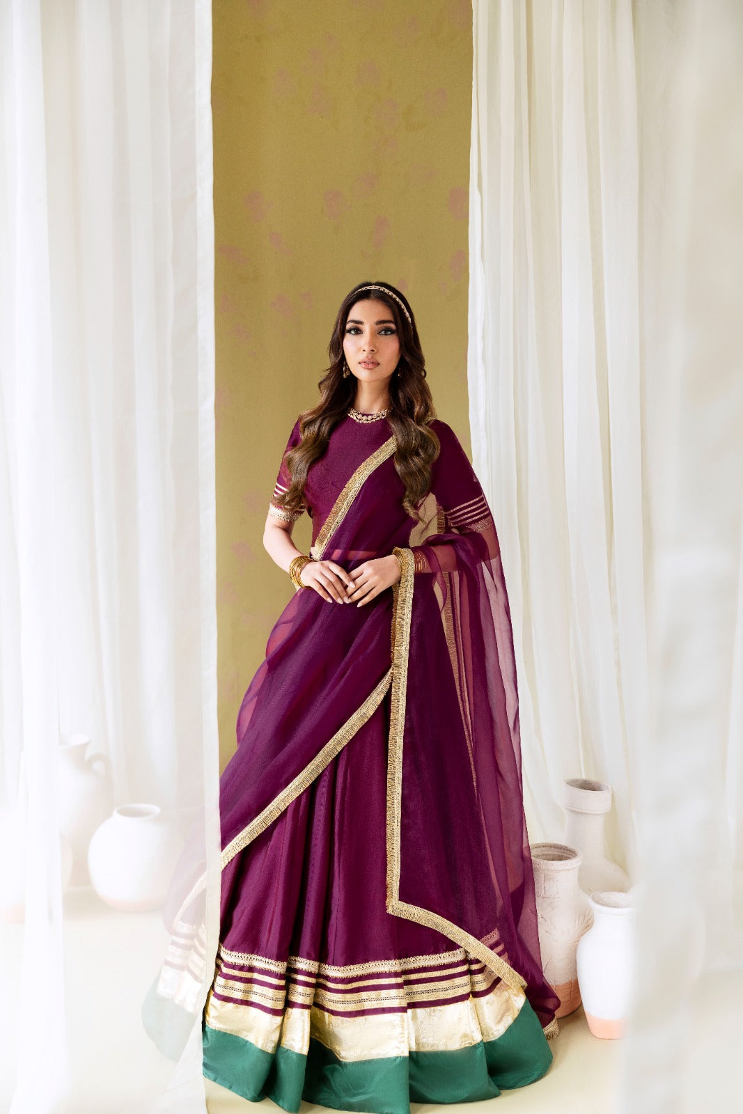 Rani – Royal Pink Sheesha Silk & Net Ensemble | Labels & Co