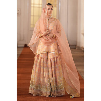 MultiPrinted Organza Gharara Outfit